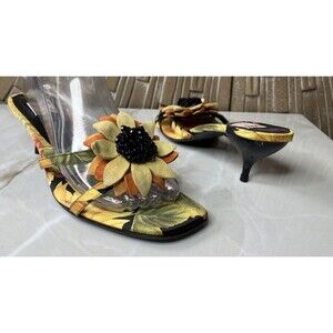 Vtg Red By RAMON TENZA Strappy Sandal Women Sz 8.5 B Kitty Heels